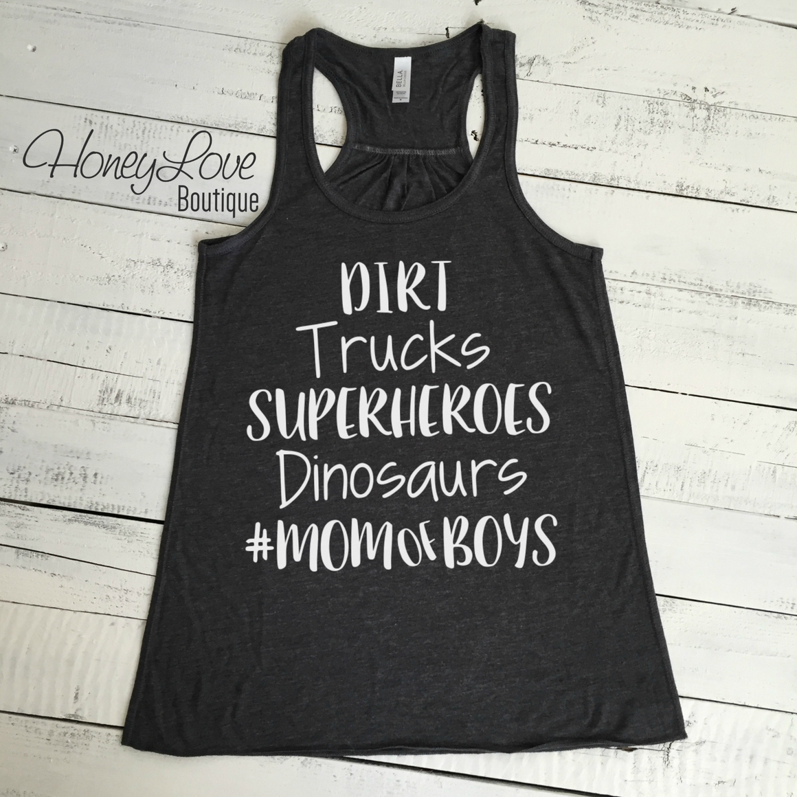 #MOMofBOYS flowy tank - Dirt, Trucks, Superheroes, Dinosaurs - HoneyLoveBoutique