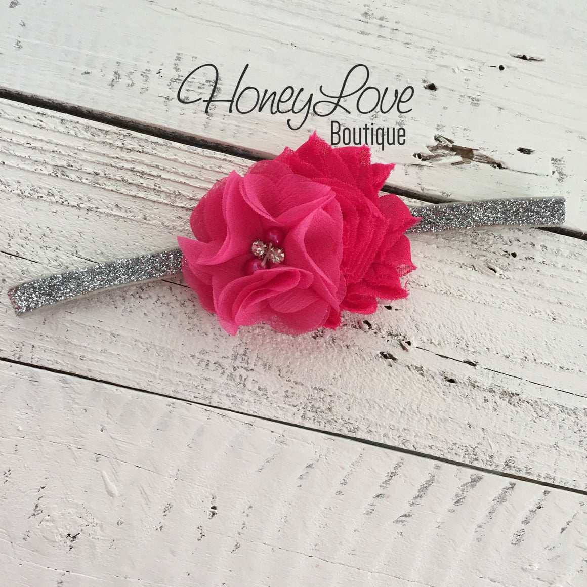 Watermelon Pink tutu skirt bloomers and silver glitter headband - embellished bloomer - HoneyLoveBoutique