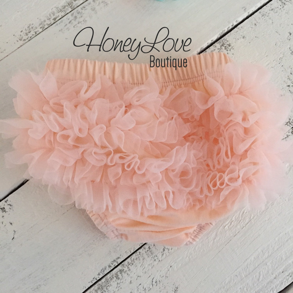 Peach ruffle bottom bloomers - mint/aqua and peach headband - HoneyLoveBoutique