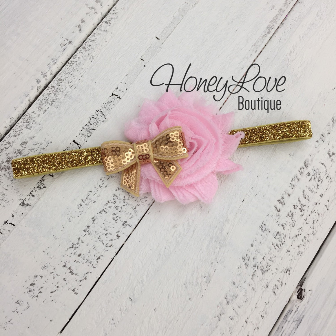 PERSONALIZED Name Outfit - Light Pink and Gold Glitter - HoneyLoveBoutique