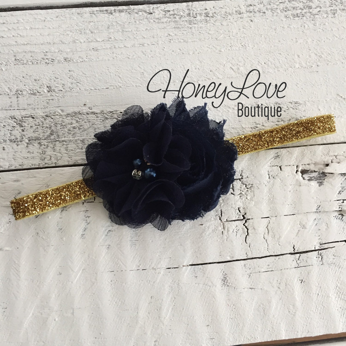 PERSONALIZED Name inside Heart - Gold glitter and Navy Blue - HoneyLoveBoutique