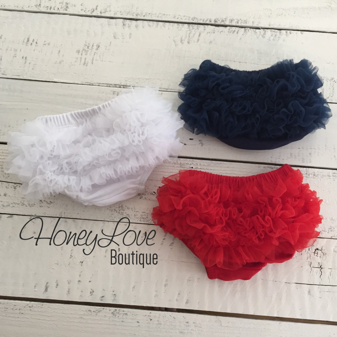 Ruffle Bottom Bloomers - navy blue, red and white - HoneyLoveBoutique