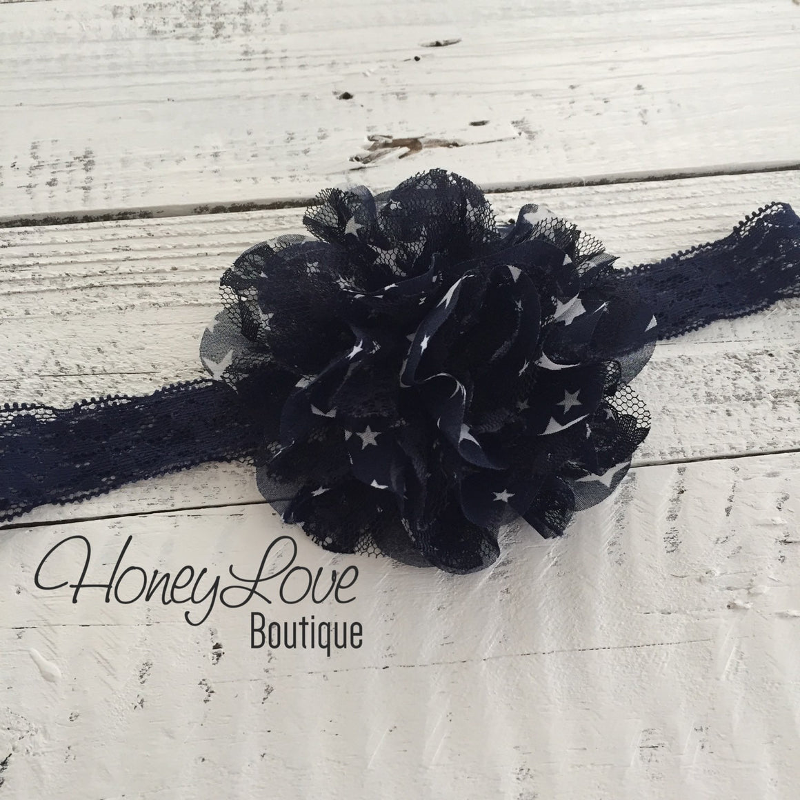 Star chiffon and lace layered headband - HoneyLoveBoutique
