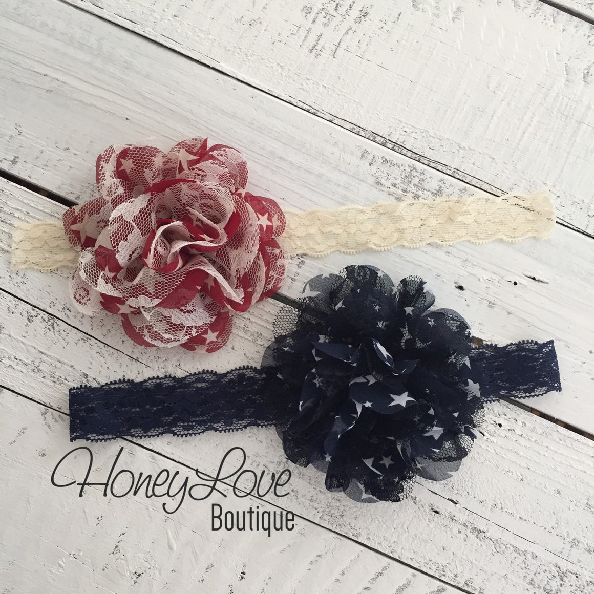 Star chiffon and lace layered headband - HoneyLoveBoutique