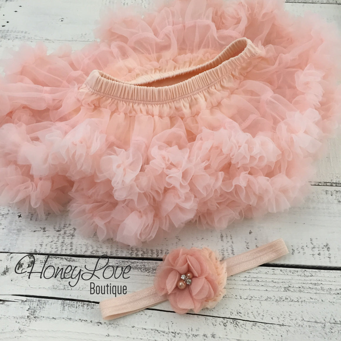 PERSONALIZED Name Outfit - Silver Glitter and Peach Pettiskirt - HoneyLoveBoutique