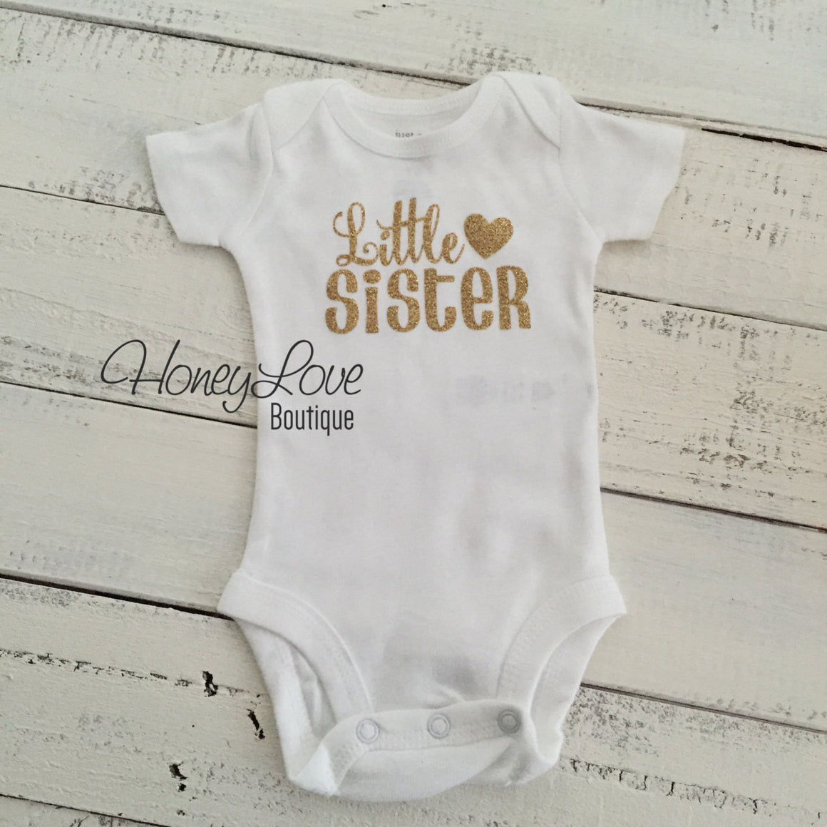 Sister bodysuits and shirts - Gold Glitter - HoneyLoveBoutique