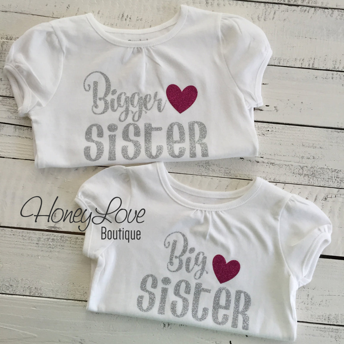 Sister bodysuits and shirts - Silver/Red glitter - HoneyLoveBoutique