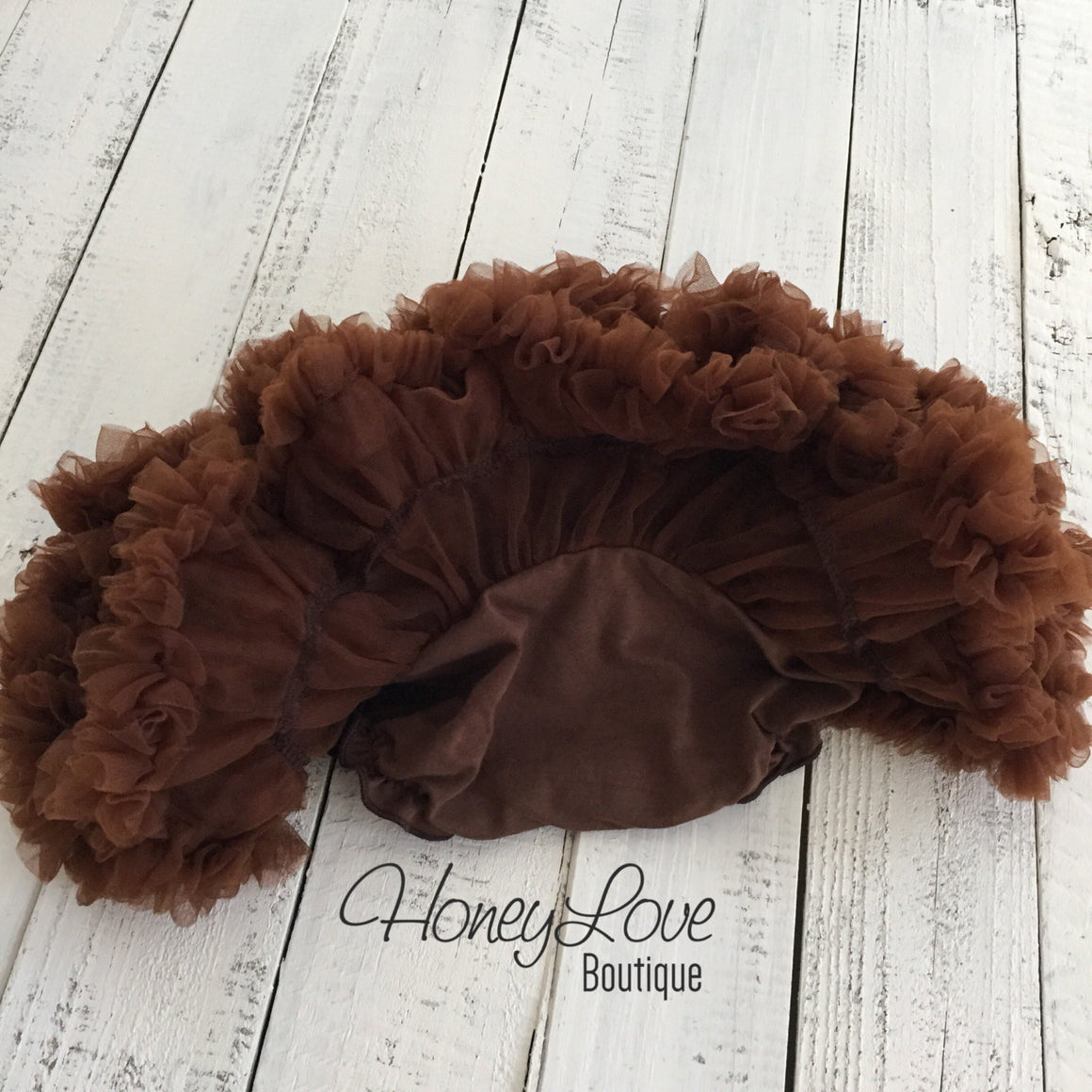 Brown Pettiskirt - embellished champagne flower - HoneyLoveBoutique