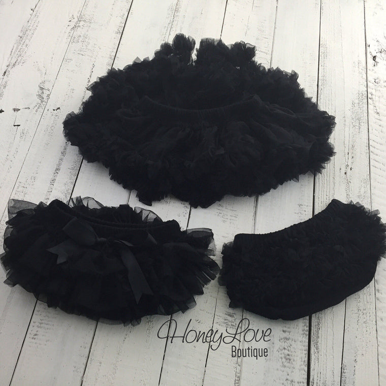 Black - Pettiskirt - Tutu Skirt Bloomer - Ruffle Bottom Bloomer - HoneyLoveBoutique