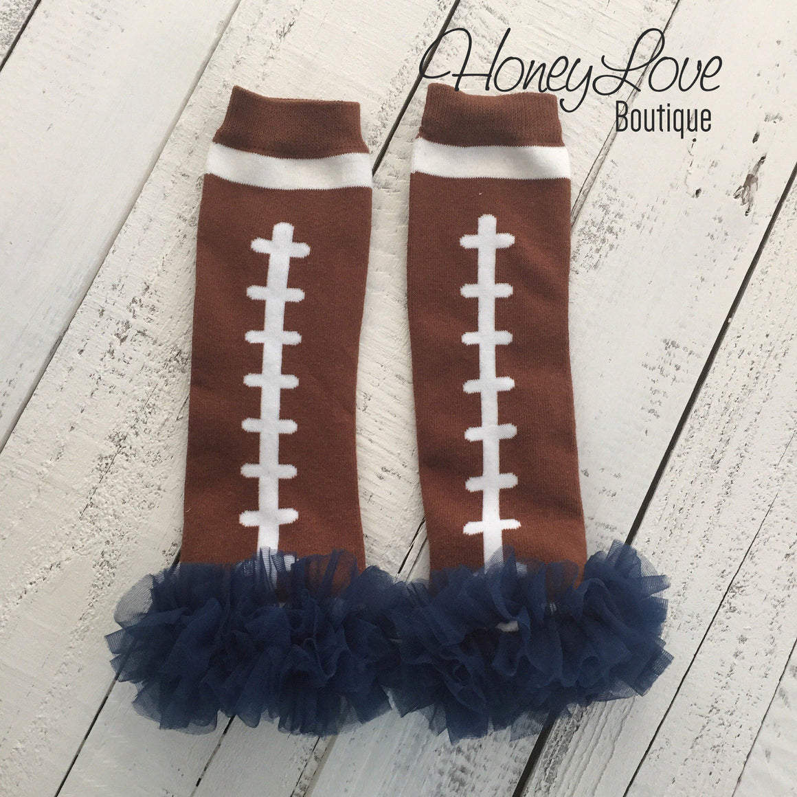 Football Leg Warmers - Navy, Red, Brown, Pink, White - HoneyLoveBoutique