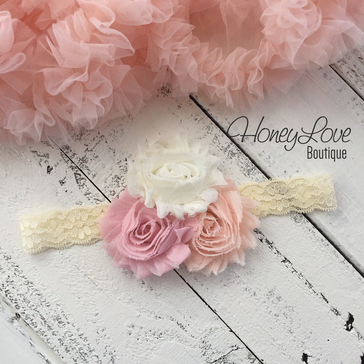 1st Birthday Outfit - Peach, Blush Pink and Ivory - HoneyLoveBoutique