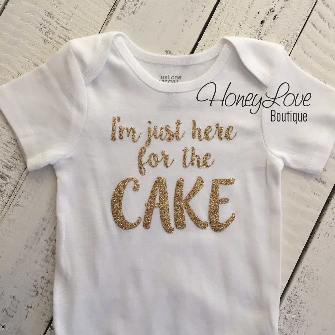 I'm just here for the CAKE! - Silver or Gold glitter bodysuit - HoneyLoveBoutique