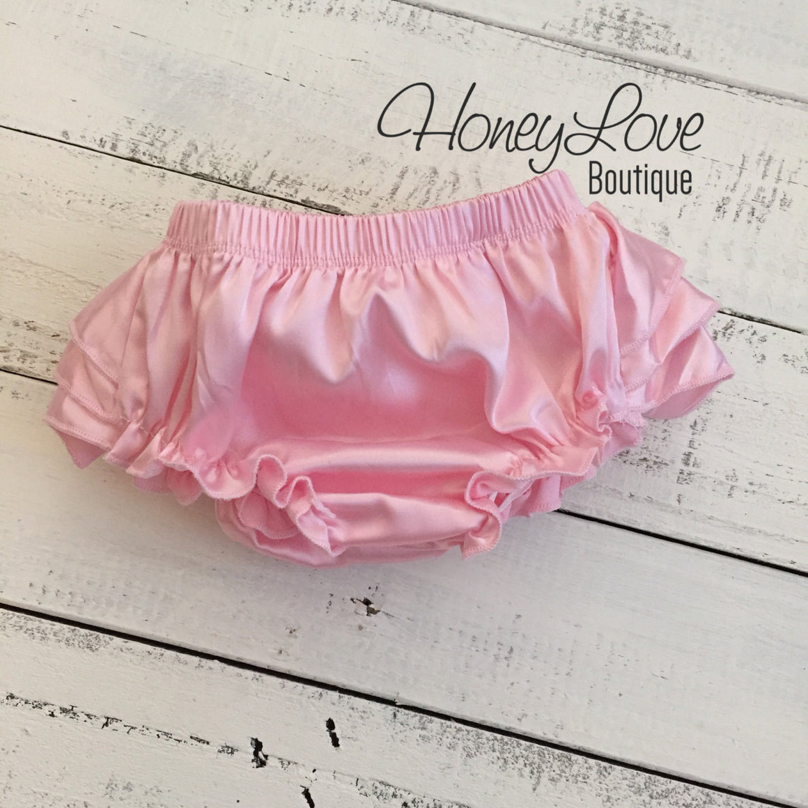 Light Pink Satin Ruffled bloomers - HoneyLoveBoutique