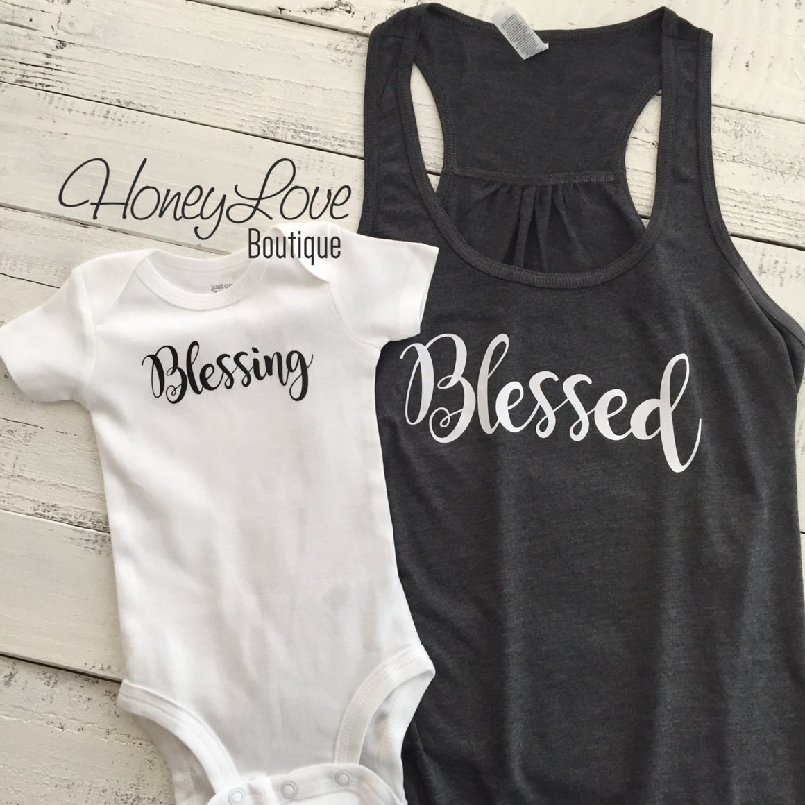 Blessed flowy tank and Blessing bodysuit Set - HoneyLoveBoutique