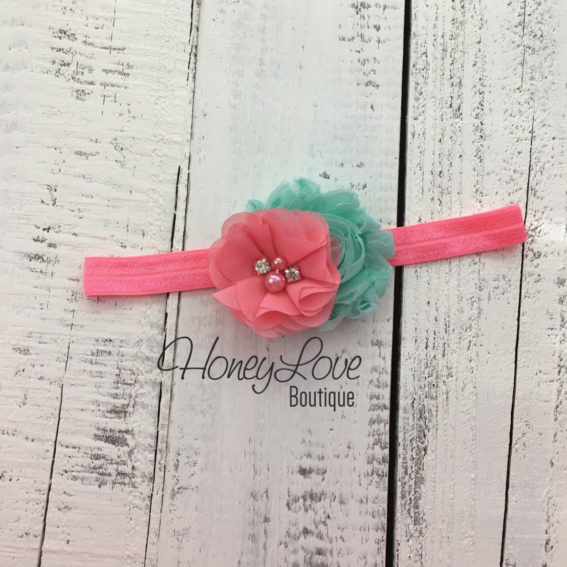 PERSONALIZED Name Outfit - Coral Pink and Gold Glitter - Mint/Aqua flower embellished tutu skirt bloomers - HoneyLoveBoutique