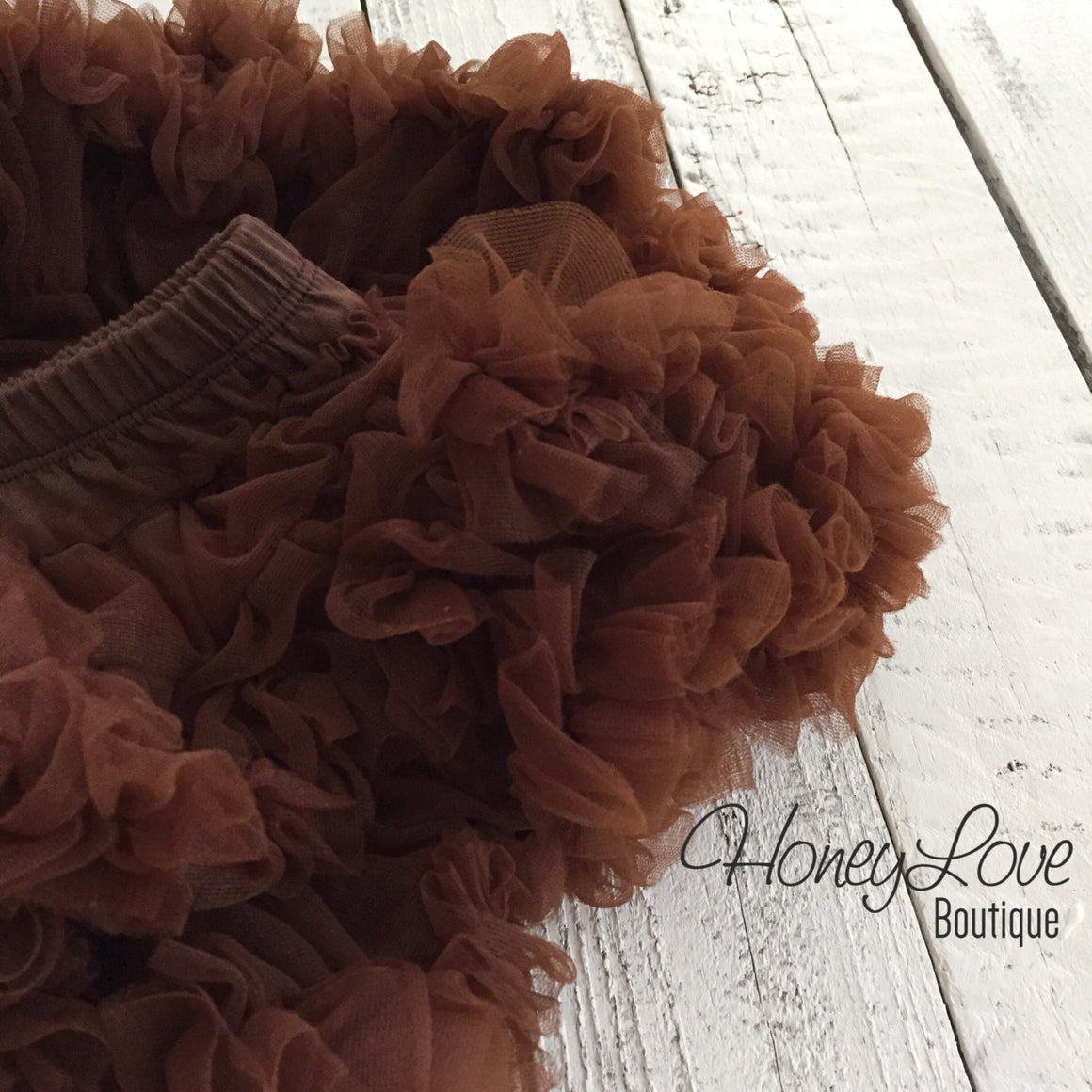 Brown Pettiskirt - embellished champagne flower - HoneyLoveBoutique