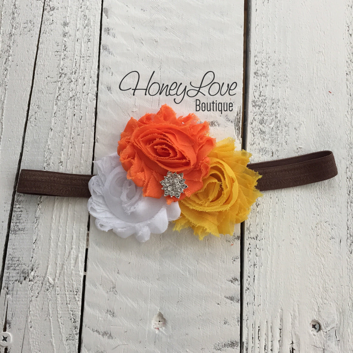 Thanksgiving Fall Halloween outfit - candy corn headband - HoneyLoveBoutique