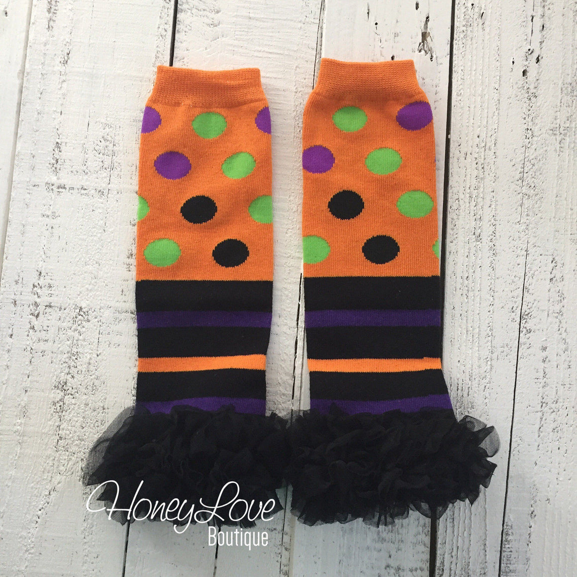 Halloween Leg Warmers with or without black ruffle - HoneyLoveBoutique