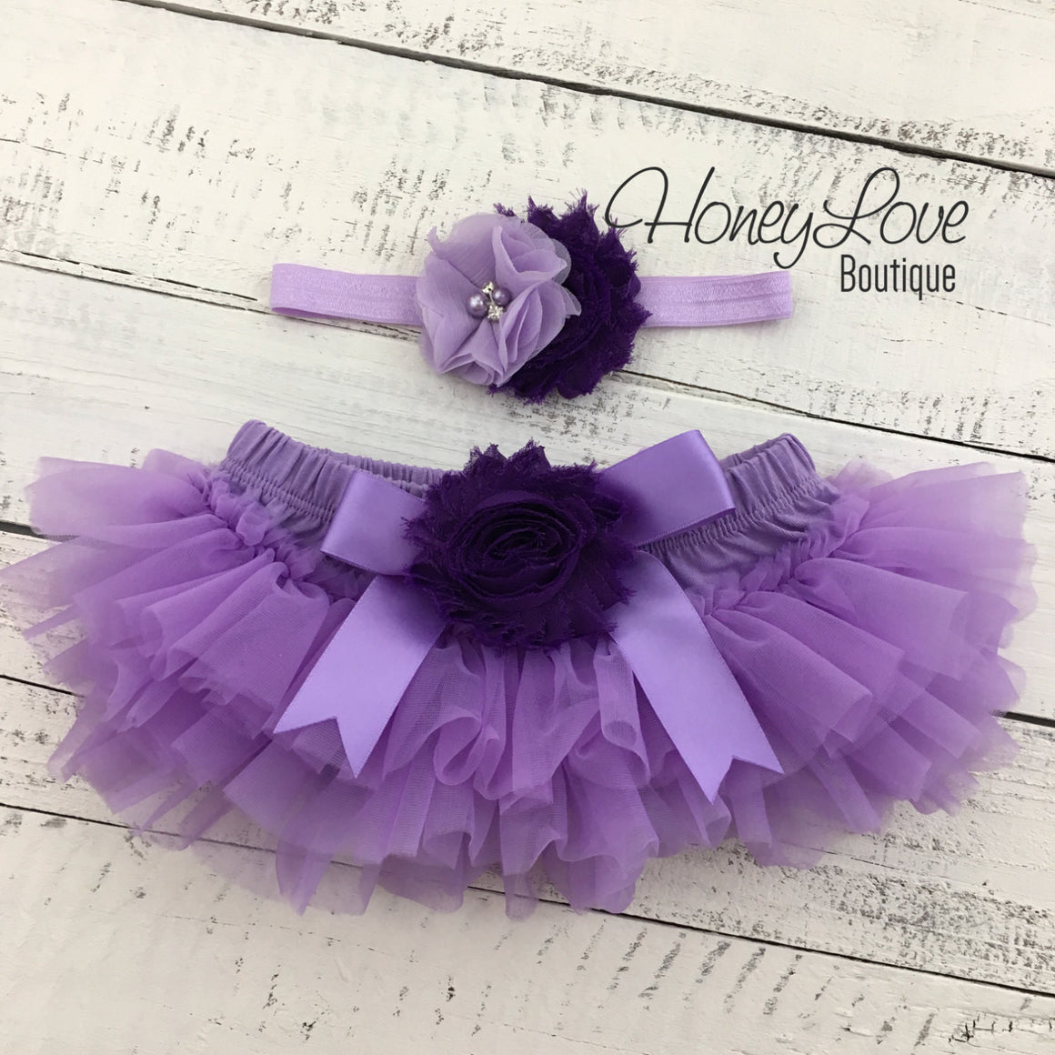 Lavender/Grape Purple tutu skirt bloomers and headband - Embellished bloomers - HoneyLoveBoutique