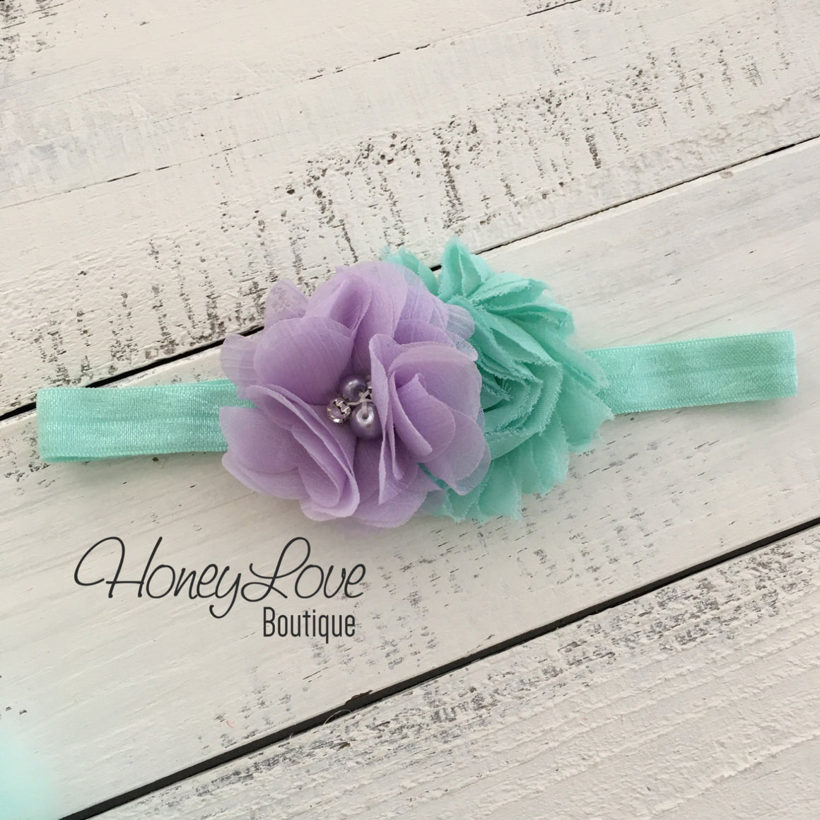 Mint/Aqua and Lavender Purple Embellished tutu skirt bloomers and headband - HoneyLoveBoutique