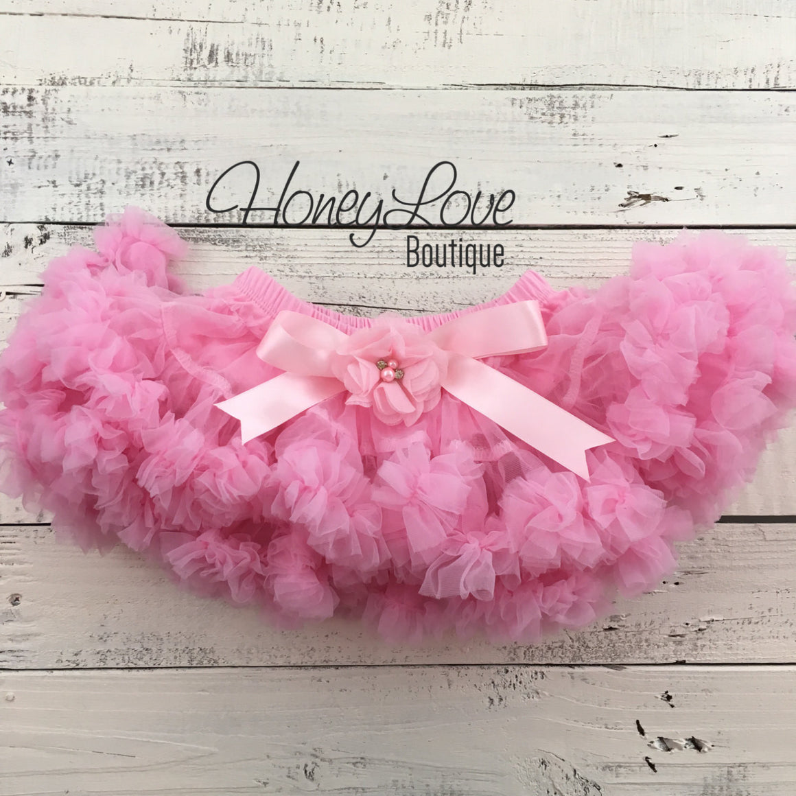 Light Pink Pettiskirt - embellished flower - HoneyLoveBoutique