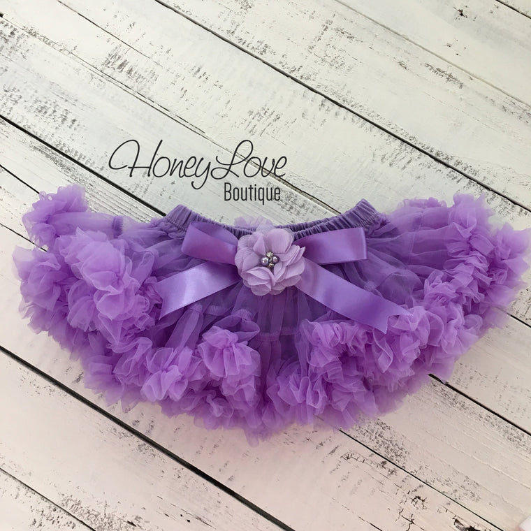 Lavender Purple Pettiskirt - embellished flower - HoneyLoveBoutique
