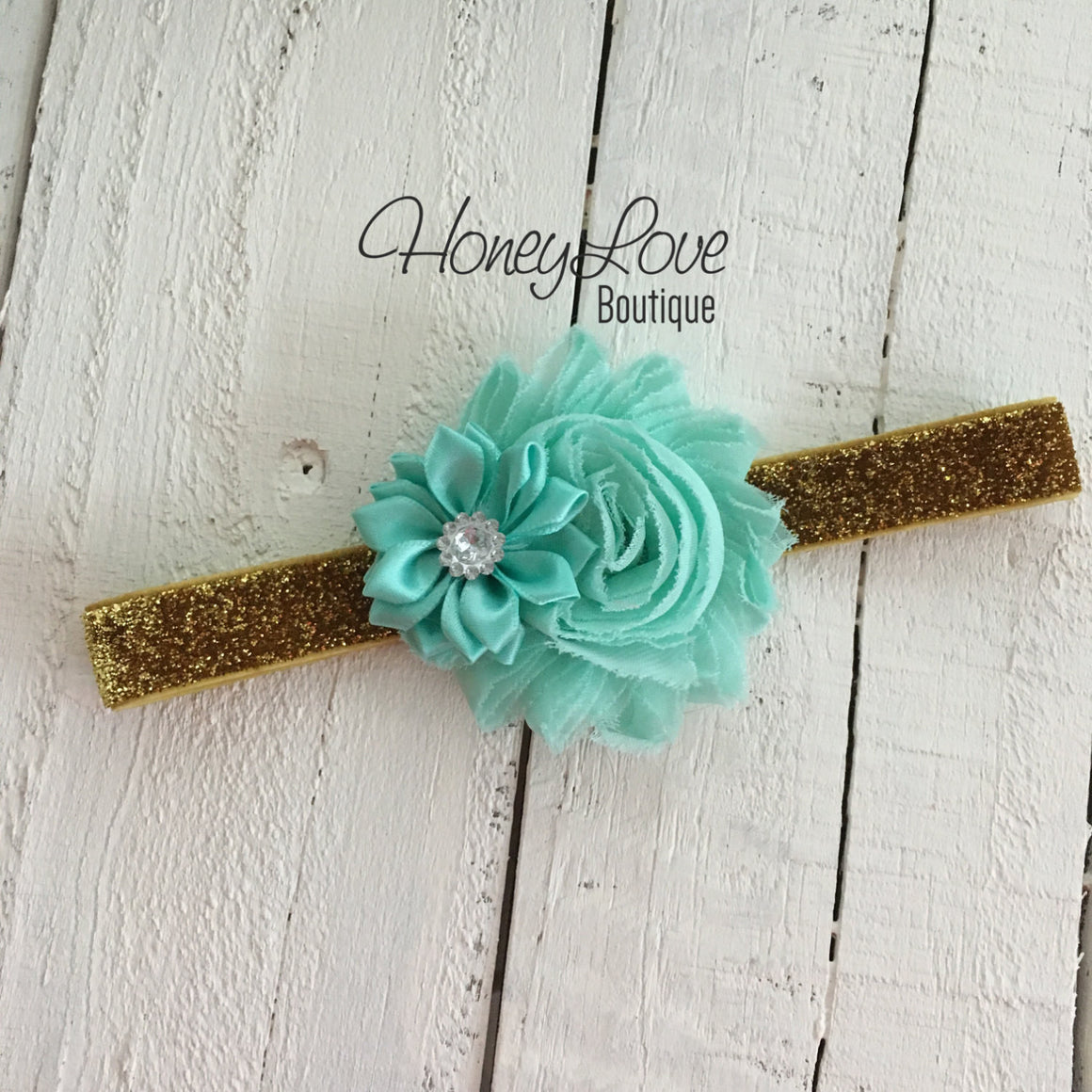 PERSONALIZED Name Outfit - Gold Glitter and Mint/Aqua - Embellished bloomers - HoneyLoveBoutique