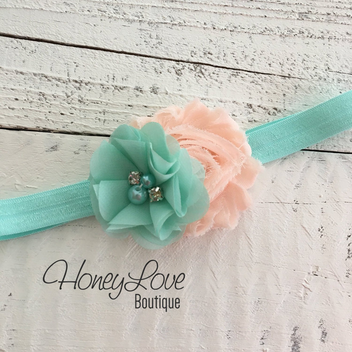 PERSONALIZED Name with Arrow - Gold Glitter, Mint/Aqua and Peach - HoneyLoveBoutique