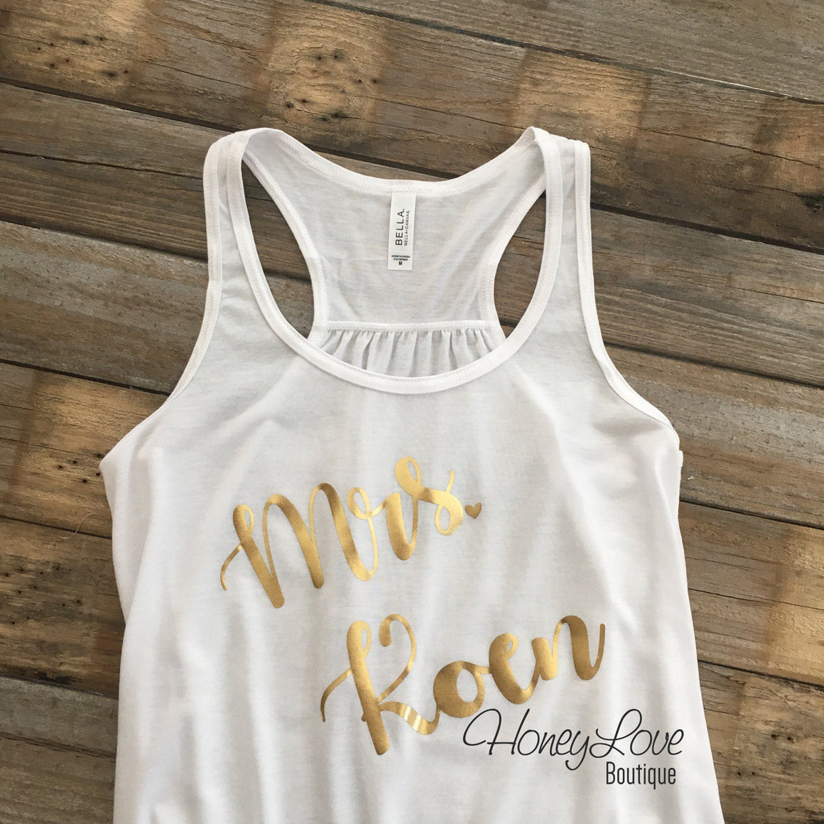 PERSONALIZED Mrs. Last Name flowy tank - Gold foil - HoneyLoveBoutique