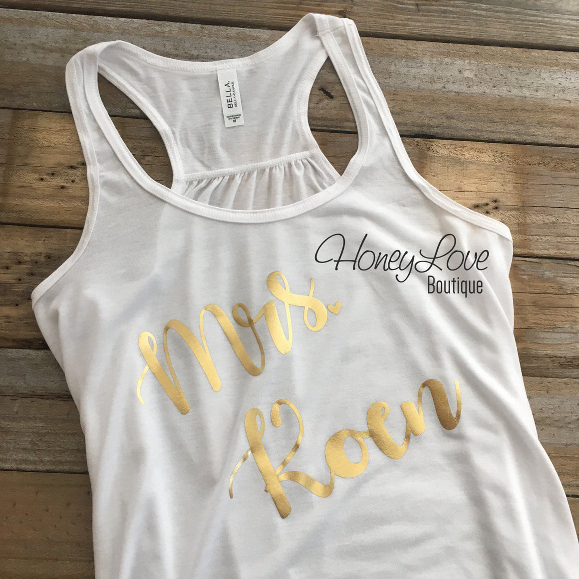 PERSONALIZED Mrs. Last Name flowy tank - Gold foil - HoneyLoveBoutique