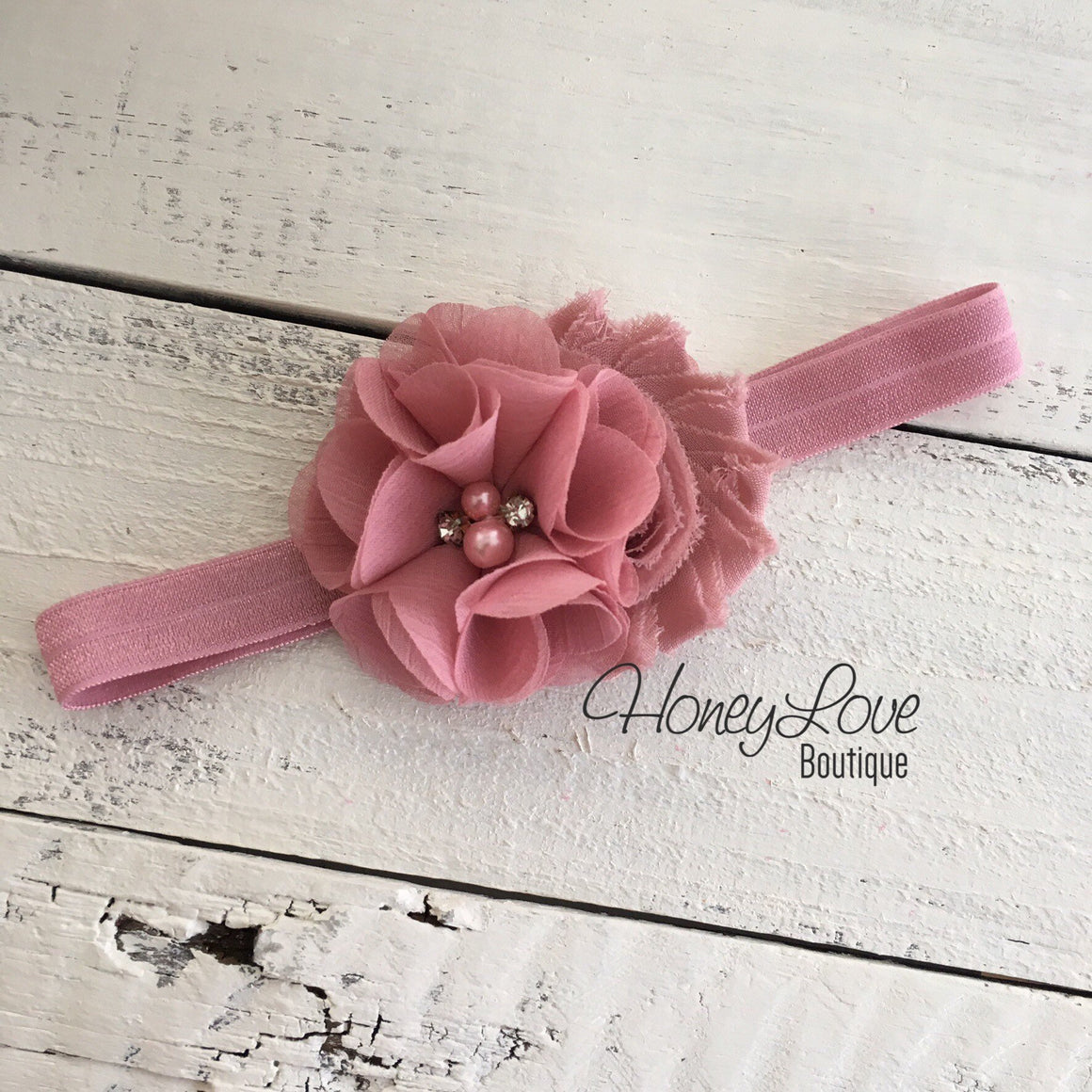 Vintage Pink ruffle bottom bloomers and headband - embellished bloomers - HoneyLoveBoutique