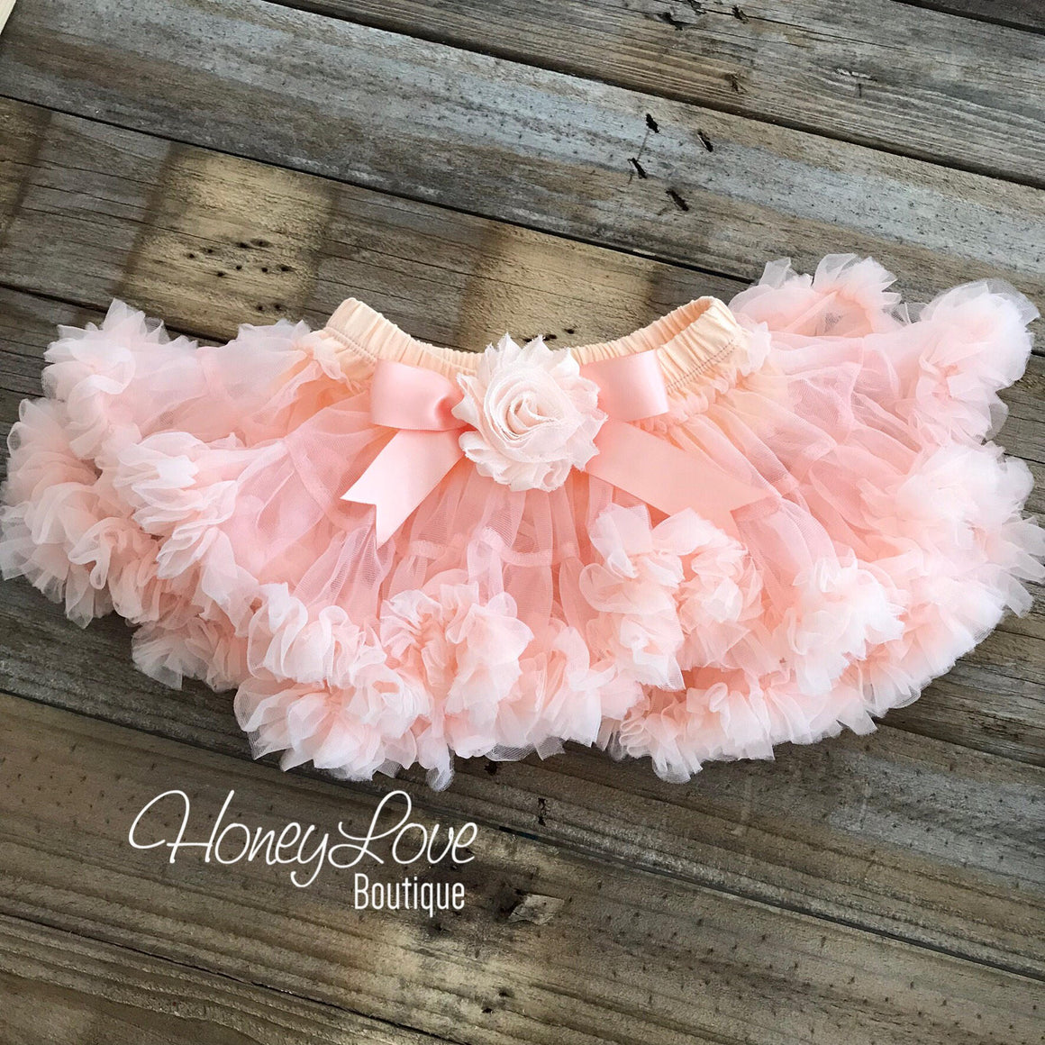 1st Birthday Outfit - Peach, Ivory and Gold - embellished pettiskirt - HoneyLoveBoutique