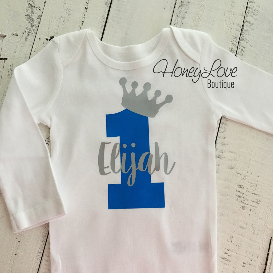 Personalized First Birthday Prince/Princess Bodysuit - Boy/Girl Twins - HoneyLoveBoutique