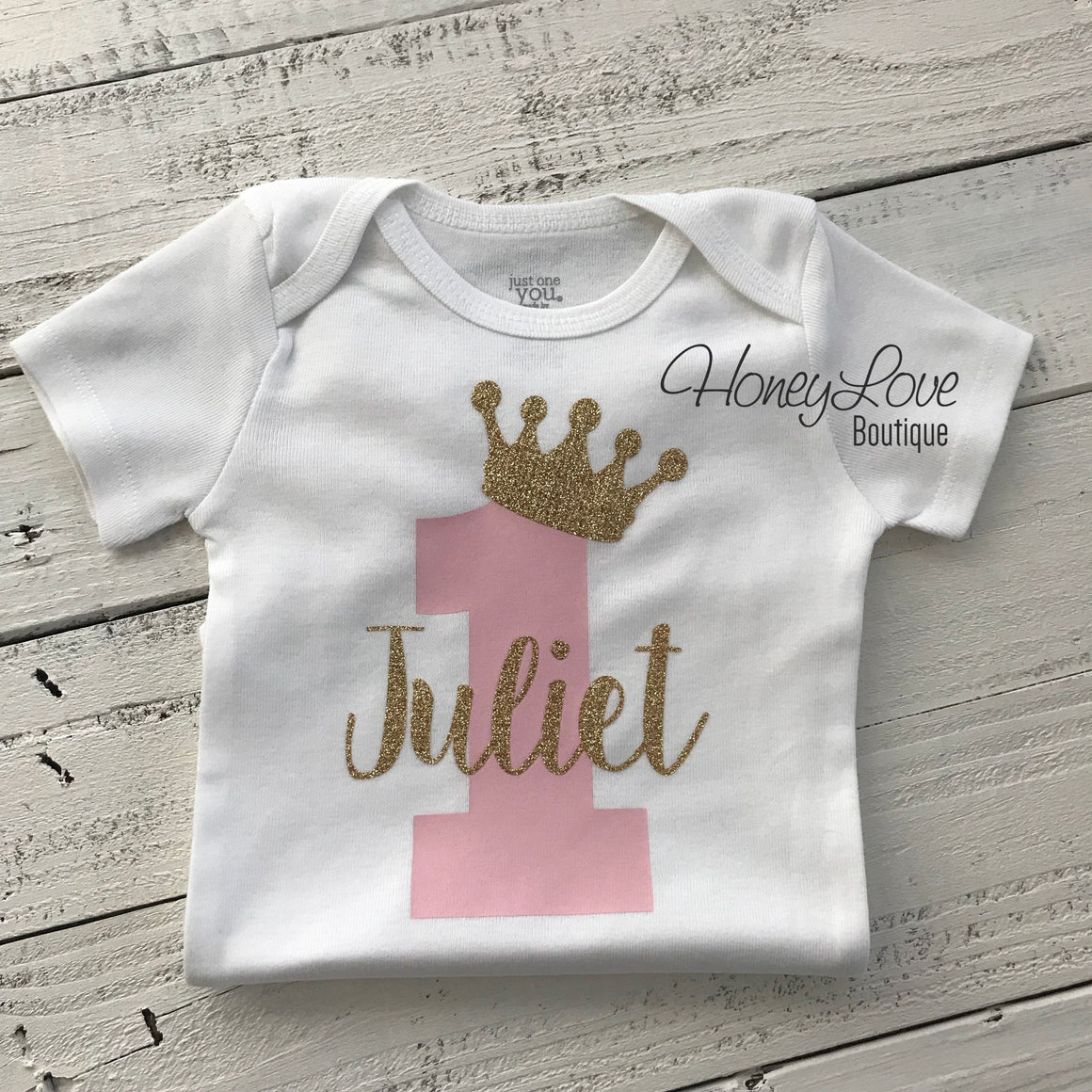 Personalized First Birthday Prince/Princess Bodysuit - Boy/Girl Twins - HoneyLoveBoutique