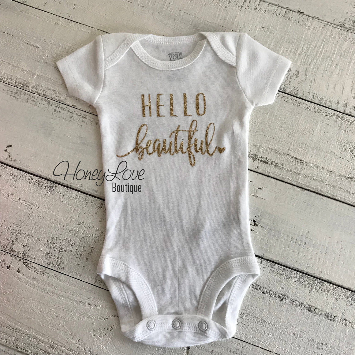 Hello beautiful glitter bodysuit - HoneyLoveBoutique