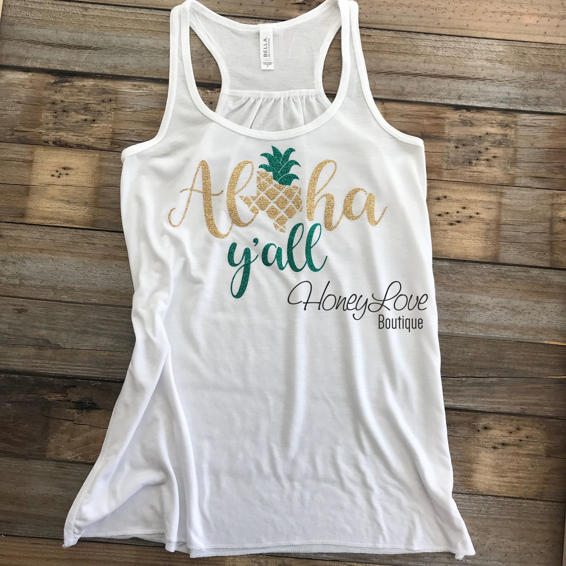 Aloha Y'all Texas Pineapple tank - HoneyLoveBoutique