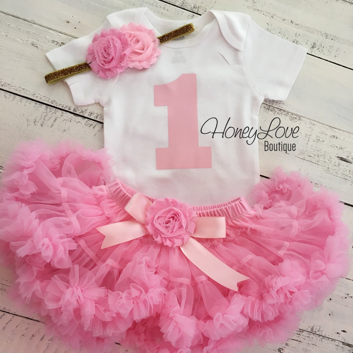1st Birthday Outfit - Light Pink - HoneyLoveBoutique