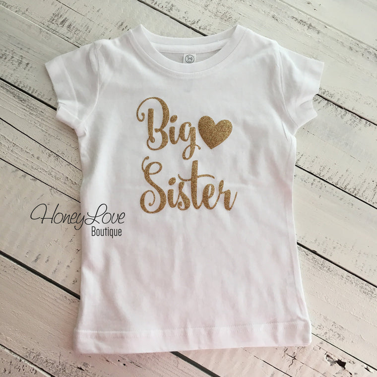 Sister bodysuits and shirts - Gold Glitter - HoneyLoveBoutique