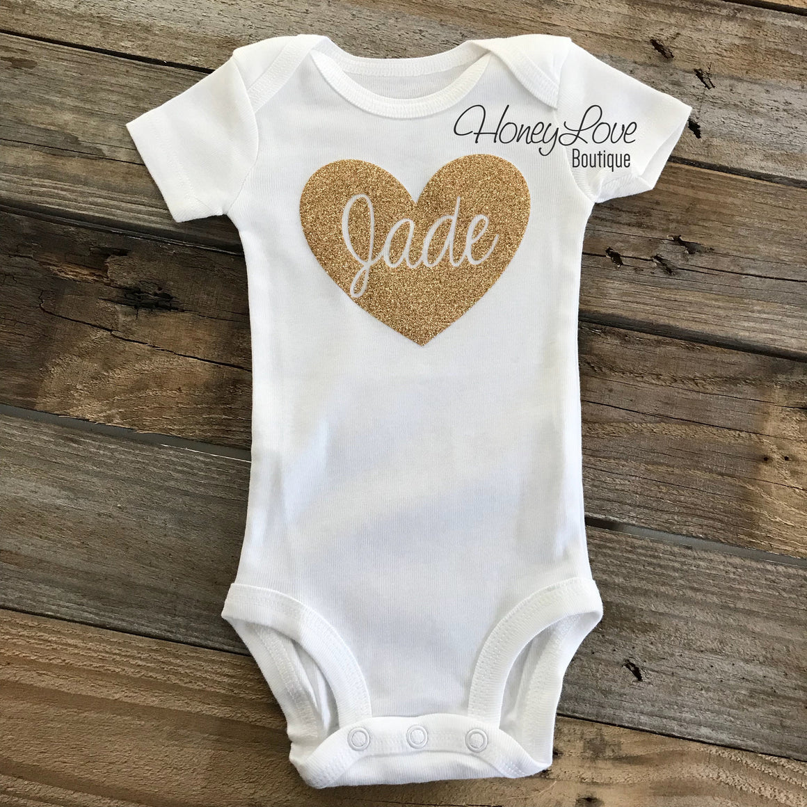 PERSONALIZED Name inside Heart - Gold glitter and Peach - embellished tutu skirt bloomer - HoneyLoveBoutique