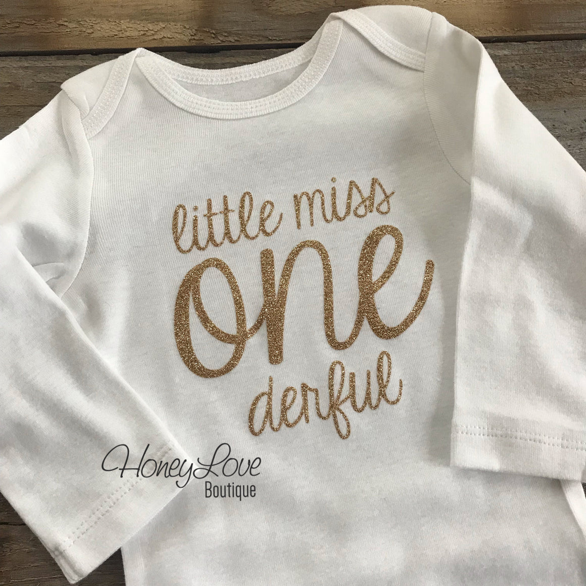 Little Miss One-derful - Silver/Gold glitter bodysuit - HoneyLoveBoutique