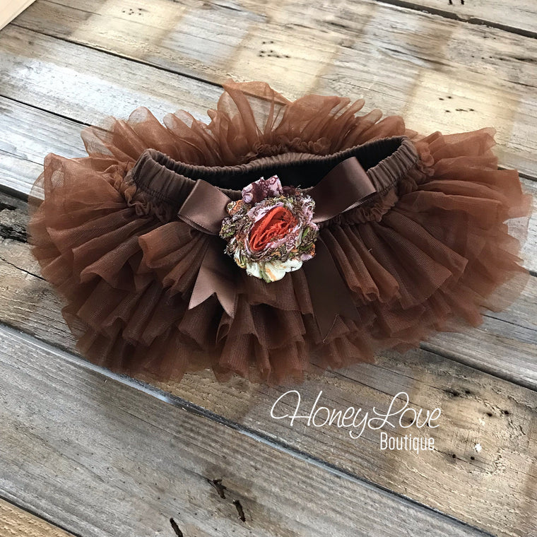 Brown tutu skirt bloomers - embellished bloomers - HoneyLoveBoutique