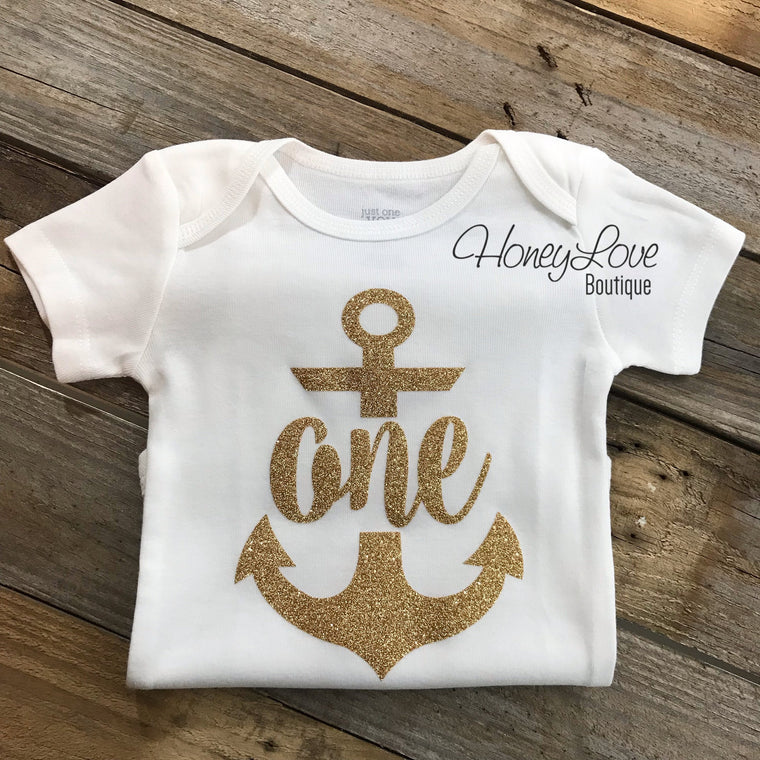 Anchor One Birthday bodysuit - HoneyLoveBoutique