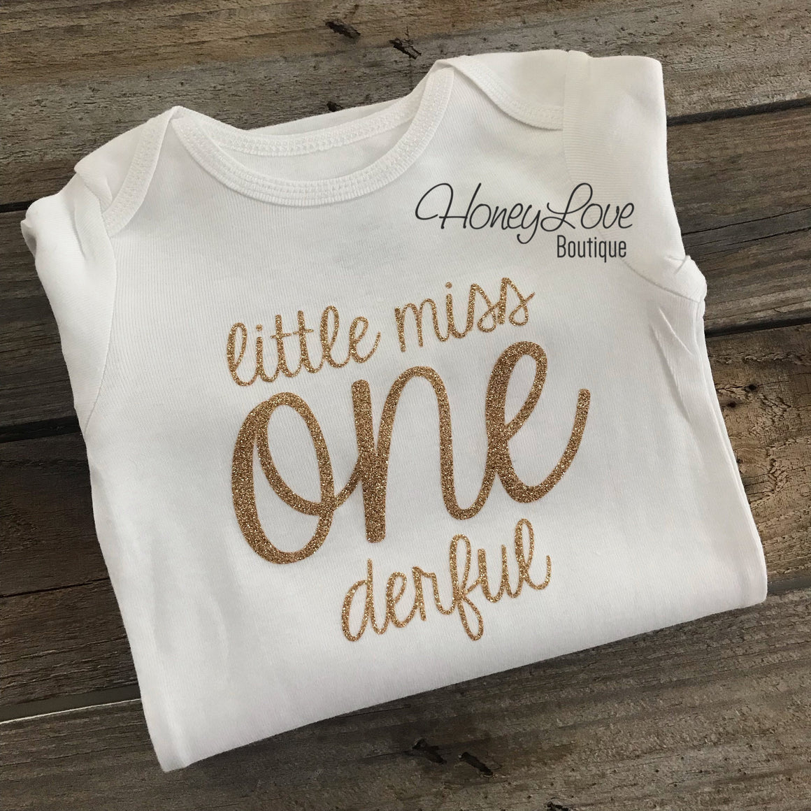 Little Miss One-derful - Silver/Gold glitter bodysuit - HoneyLoveBoutique