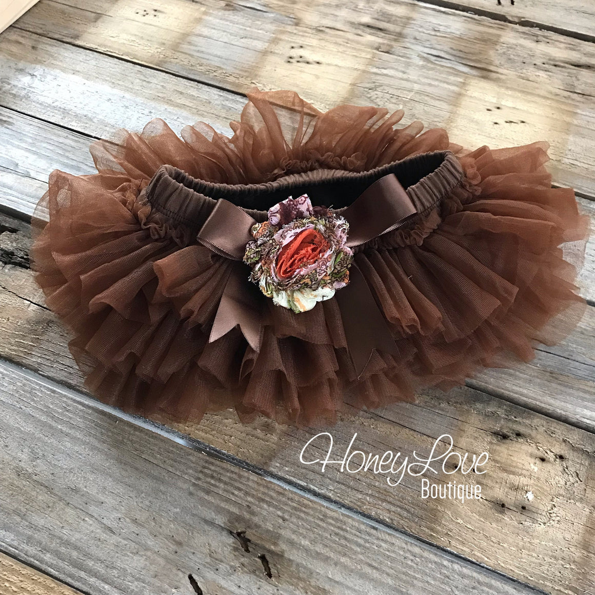 Brown tutu skirt bloomers - embellished tutu skirt bloomers and headband - HoneyLoveBoutique