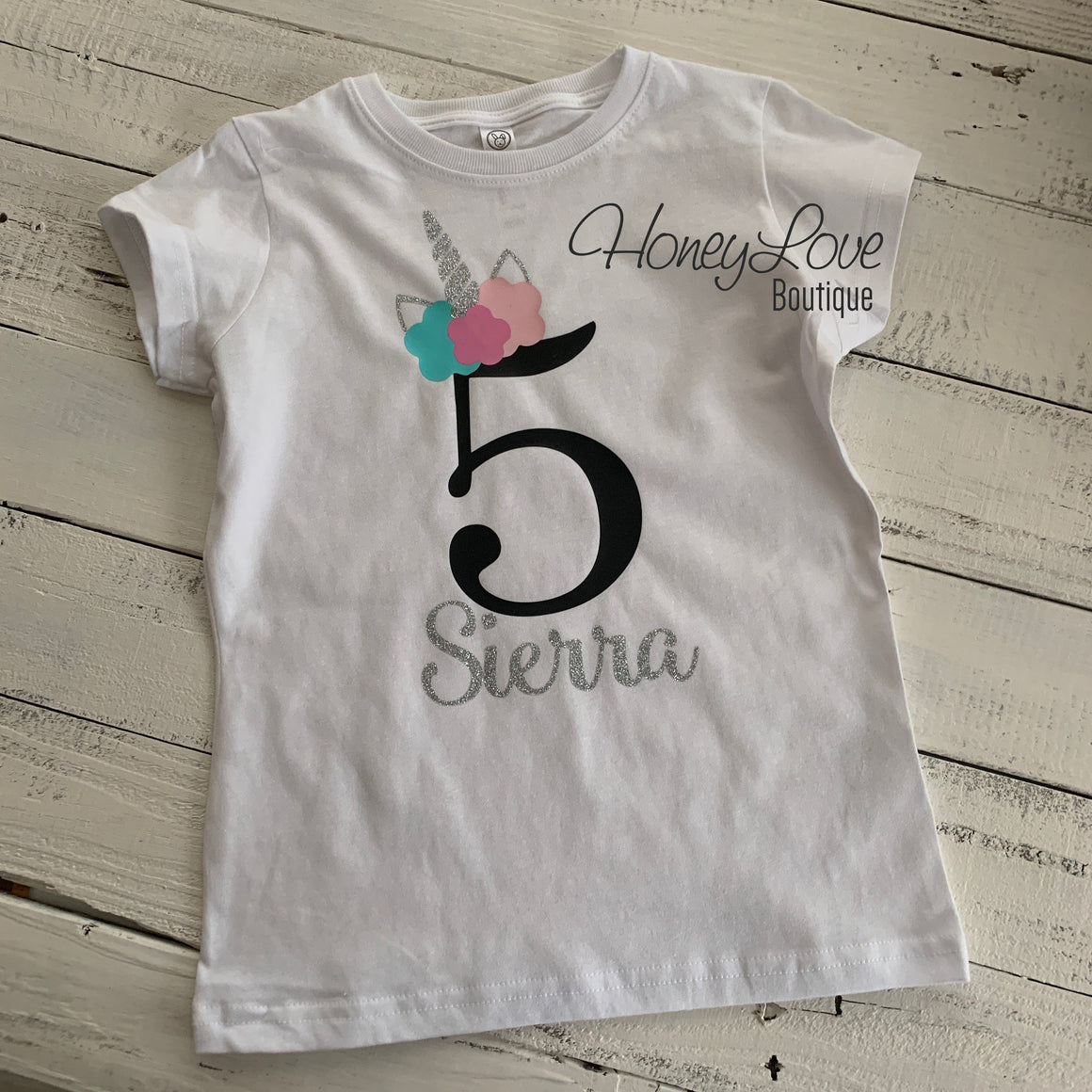 Personalized Unicorn Birthday Shirt - Choose Number - HoneyLoveBoutique