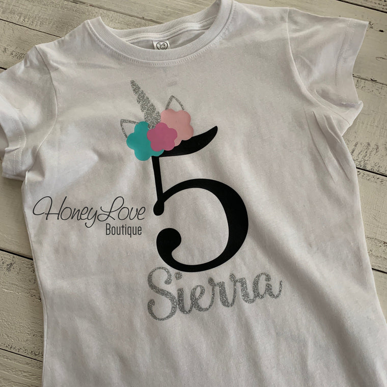 Personalized Unicorn Birthday Shirt - Choose Number - HoneyLoveBoutique