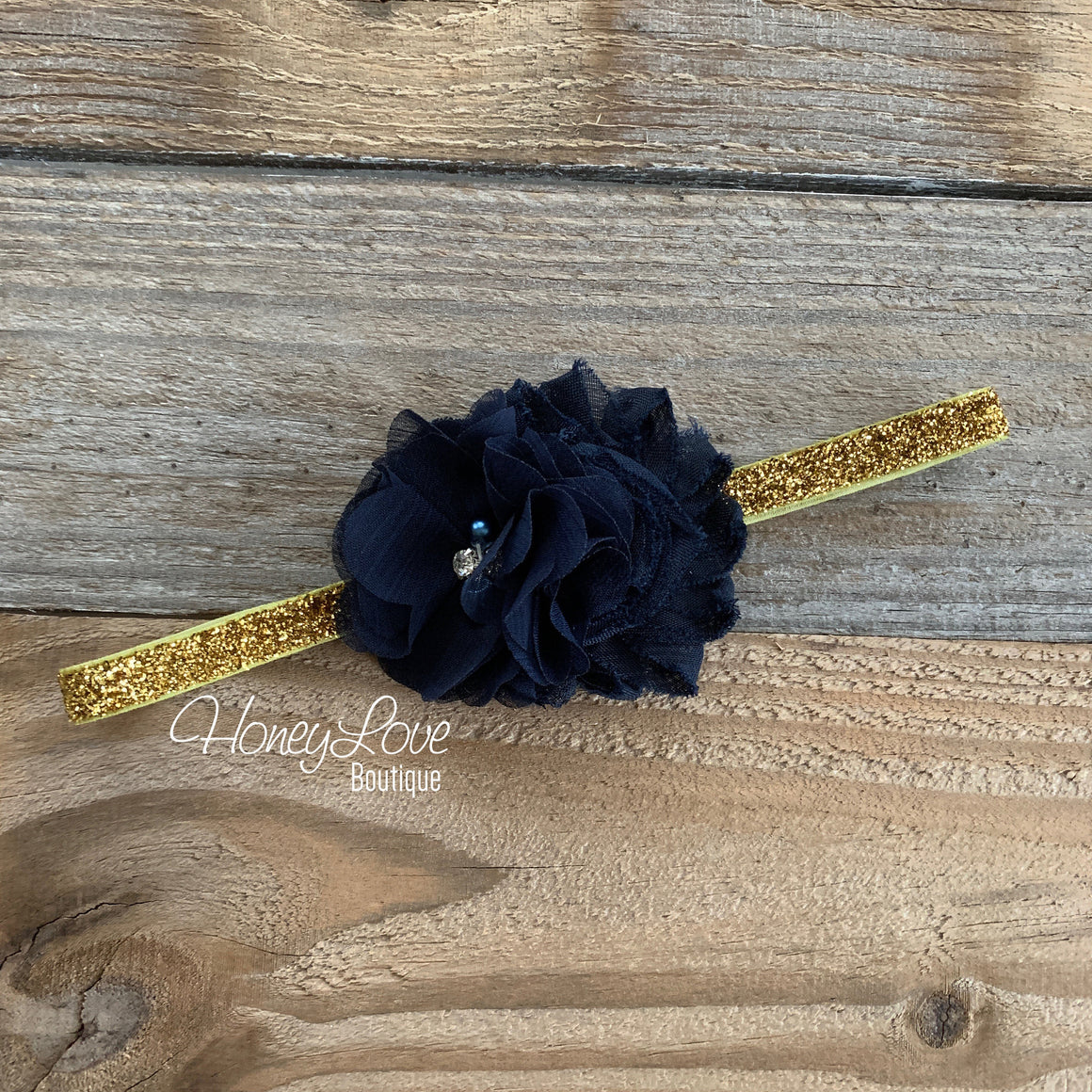 Navy Blue - Silver or Gold glitter headband - HoneyLoveBoutique