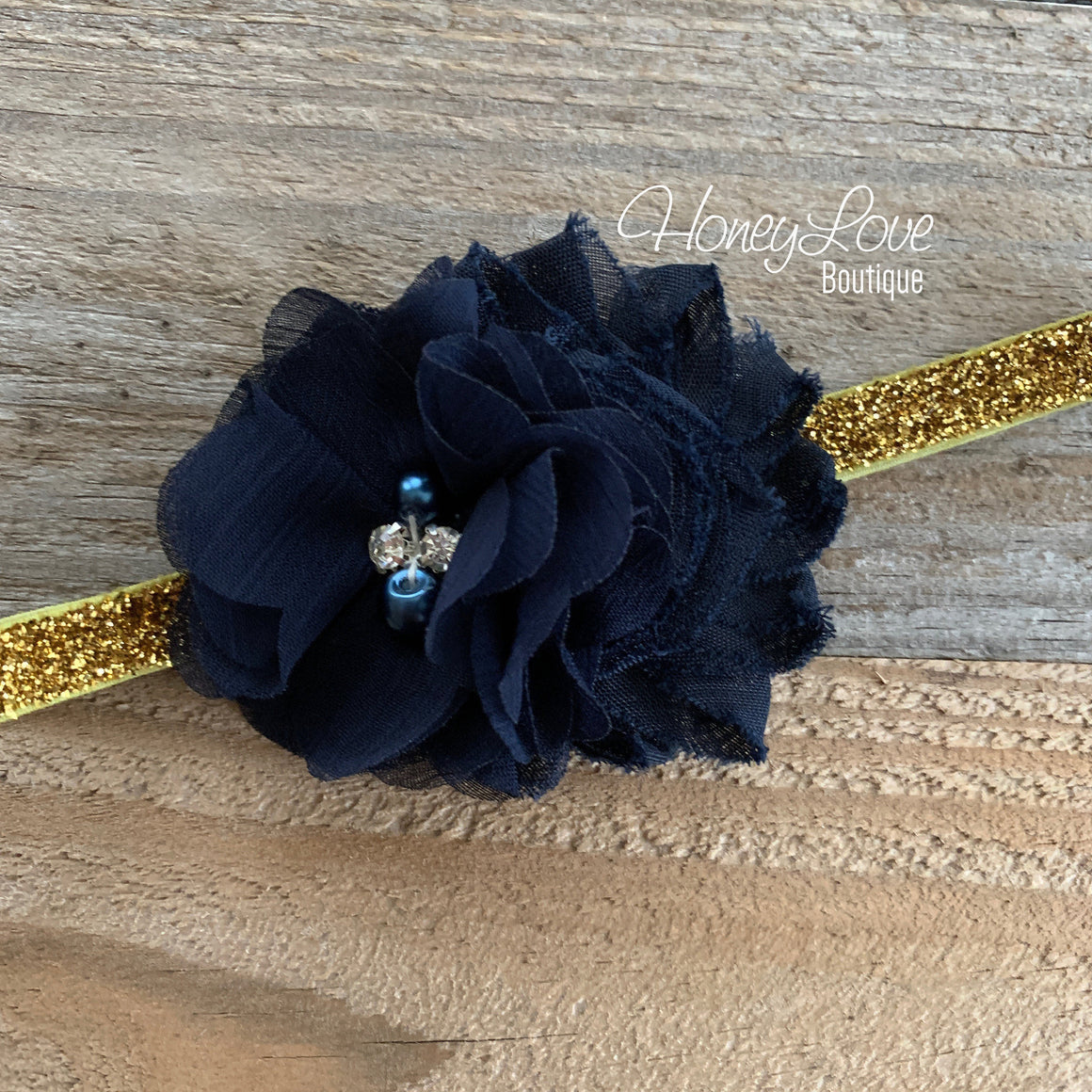 Navy Blue - Silver or Gold glitter headband - HoneyLoveBoutique