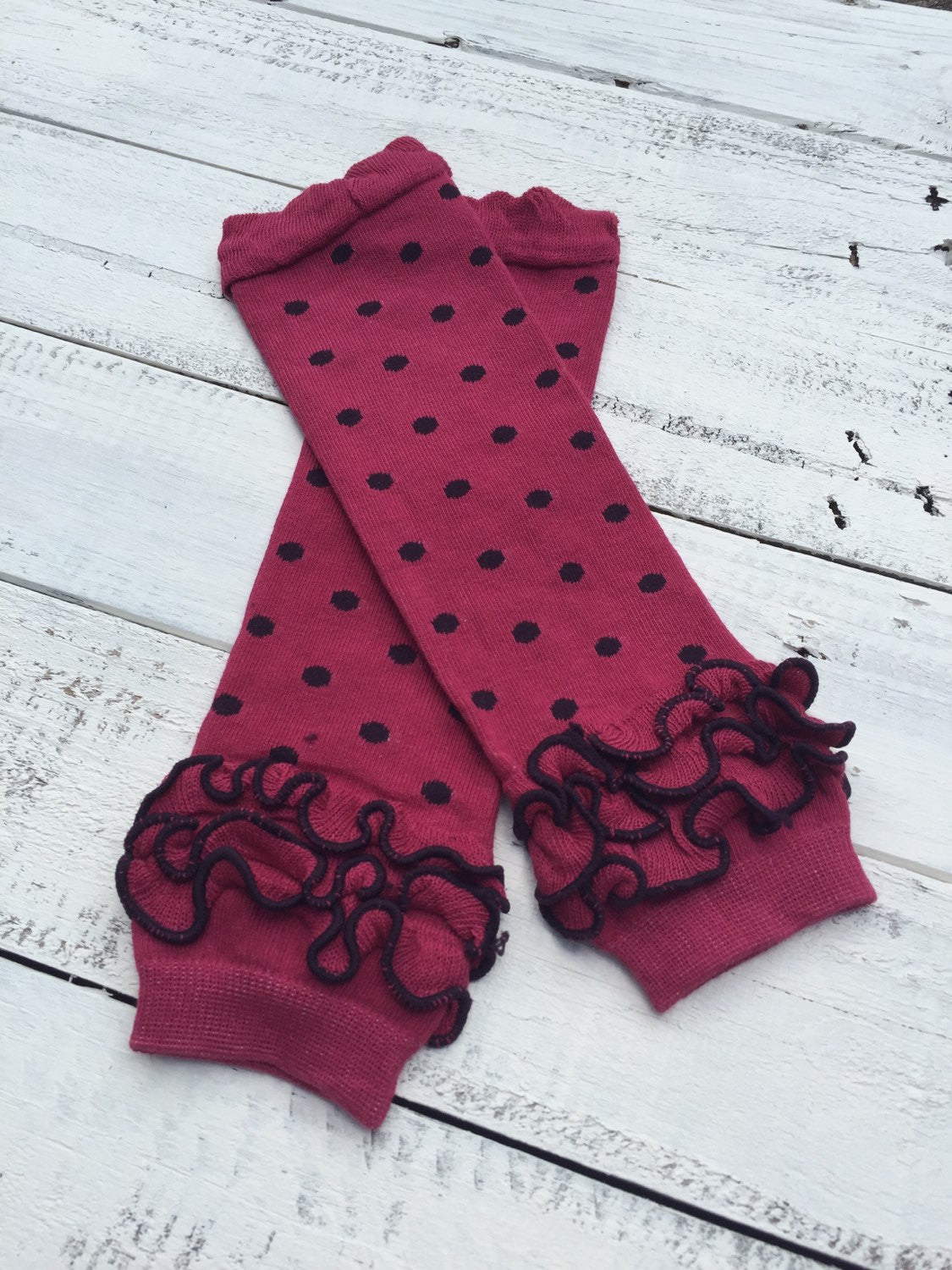 FREE HEADBAND - Black polka dot leg warmers - HoneyLoveBoutique