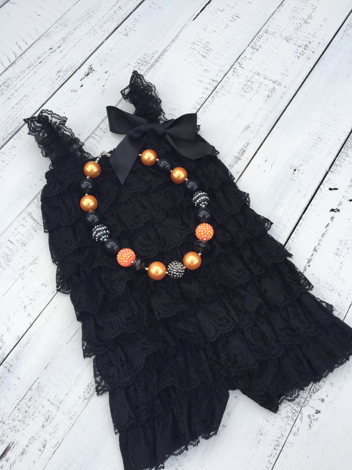 Lace Petti Romper & Chunky Bead Bubblegum - HoneyLoveBoutique